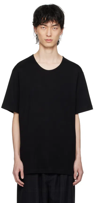 Lemaire Black Rib T-shirt In Bk999 Black