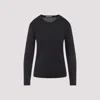 Lemaire Ribbed Crew Neck Long Sleeve Top In Black