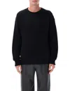 Lemaire Black Ribbed Wool Sweater In Black