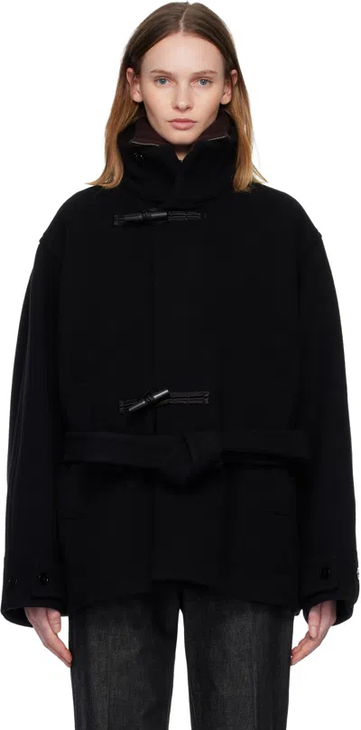 LEMAIRE BLACK SHORT DUFFLE COAT