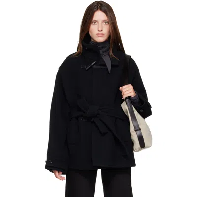 Lemaire Black Short Duffle Coat In Bk999 Black
