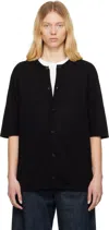 Lemaire Black Short Sleeve Overshirt In Black