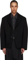 Lemaire Black Single-breasted Tailored Workwear Blazer In Bk999 Black