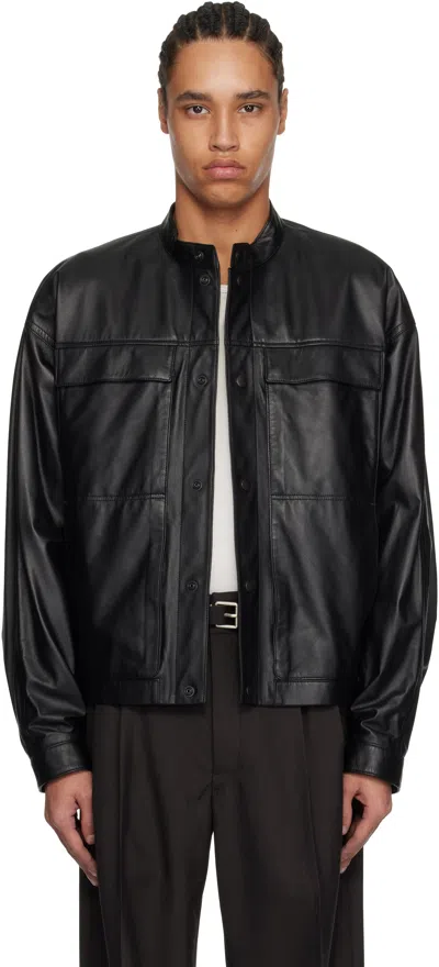 Lemaire Black Soft Boxy Leather Jacket In Bk999 Black