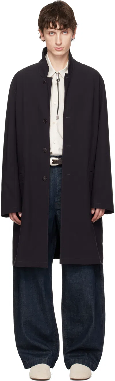 Lemaire Black Soft Suit Wool Crepe Coat