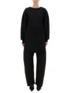 Lemaire Black Solid Round Neck Sweater In Black