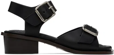 Lemaire Black Square 35 Heeled Sandals In Bk999 Black