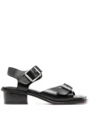 LEMAIRE BLACK SQUARE-TOE 35 LEATHER SANDALS