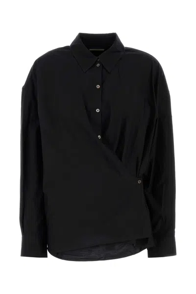 Lemaire Black Straight Collar Twisted Cotton Shirt