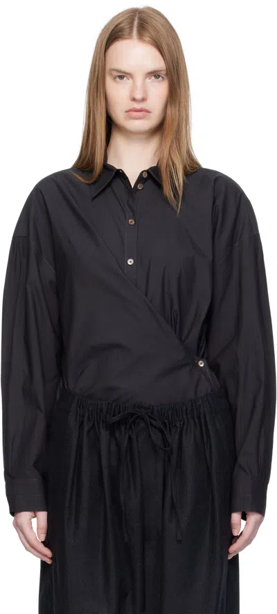 Lemaire Black Straight Collar Twisted Shirt