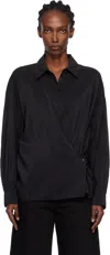 Lemaire Black Straight Collar Twisted Shirt In Black