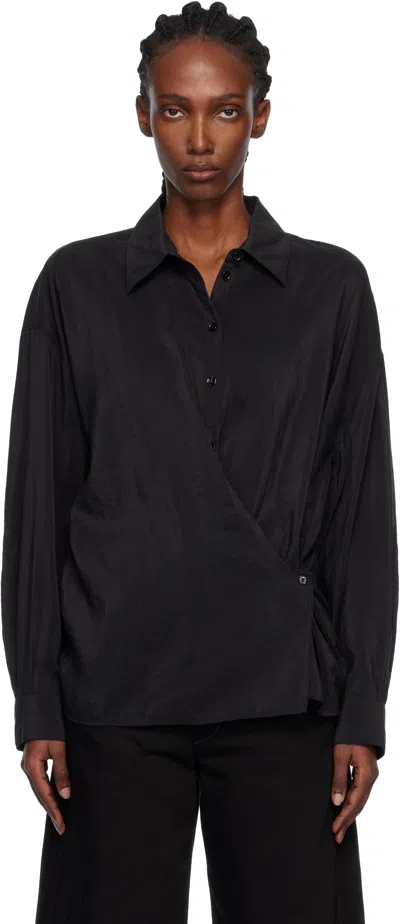 Lemaire Black Straight Collar Twisted Shirt