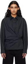 Lemaire Straight-collar Twisted Shirt In Bk995 Jet Black