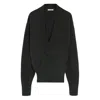 Lemaire Hooded Wrap Cardigan Button Detail In Black
