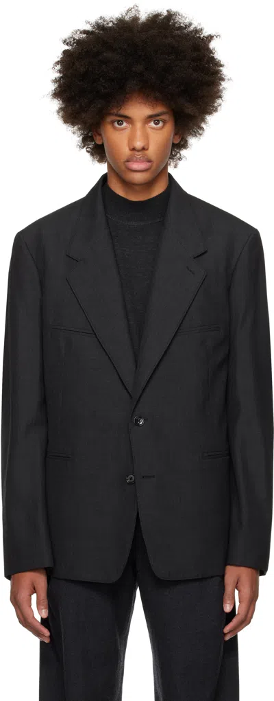 Lemaire Black Tailored Single Breasted Blazer In Bk997 Caviar