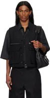 Lemaire Tailored Black Cotton Vest With V-neckline