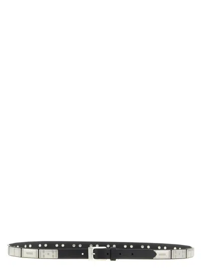 Lemaire Black Textured Belt In Gold