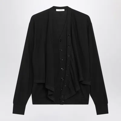 Lemaire Black Trompe L'oeil Double-closure Cardigan In Wool-blend Knit
