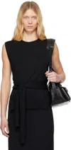 Lemaire Black Trompe L'oeil Sleeveless Sweater In Bk999 Black
