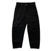Lemaire Twisted Wide Leg Trousers With Contrast Stitching In Black