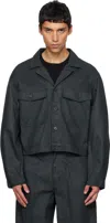 Lemaire Black Trucker Denim Jacket In Blue