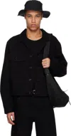 Lemaire 4 Pocket Blouson Jacket Denim Soft Bleached Blk In Bk999 Black