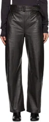 Lemaire Black Twisted Belted Leather Pants In Br507 Dark Espresso