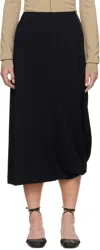Lemaire Black Twisted Hem Midi Skirt In Bk999 Black