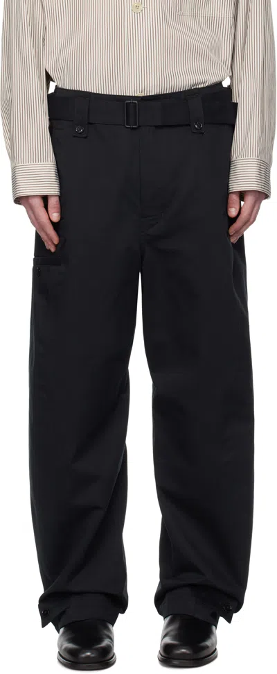 Lemaire Black Twisted Trousers In Bk999 Black