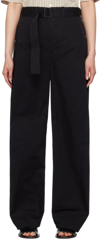 Lemaire Black Twisted Trousers In Bk999 Black