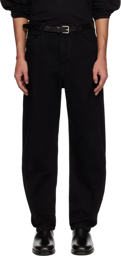 Lemaire Black Twisted Workwear Jeans In Bk999 Black