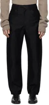 Lemaire Black Twisted Workwear Trousers In Bk999 Black