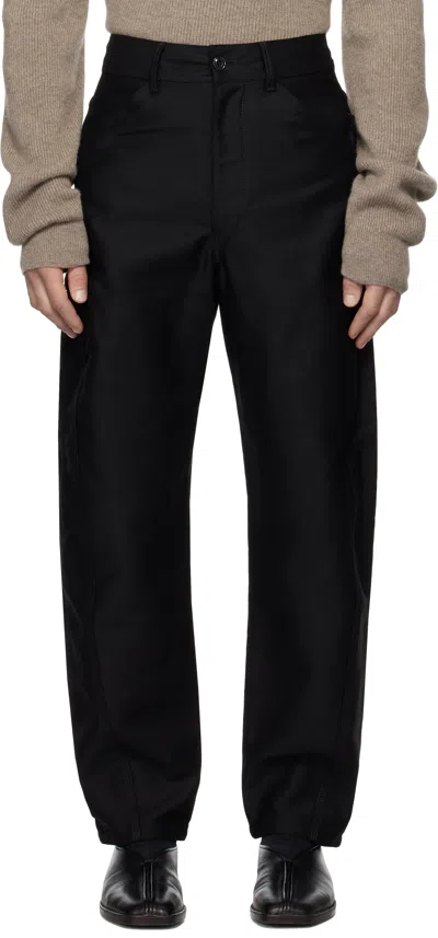 Lemaire Black Twisted Workwear Trousers In Bk999 Black