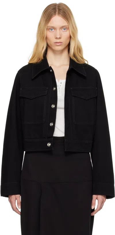 Lemaire Black Two Pocket Cropped Denim Jacket