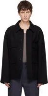 Lemaire Patch-pocket Buttoned Shirt Jacket In Black