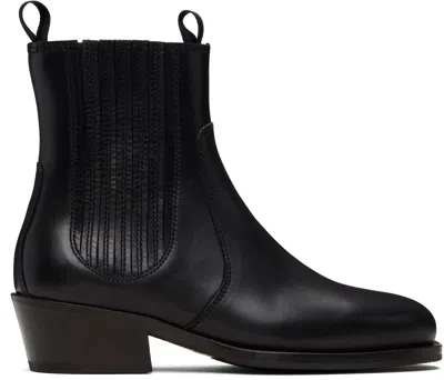 Lemaire Black Vegetable-tanned Chelsea Boots In Bk999 Black