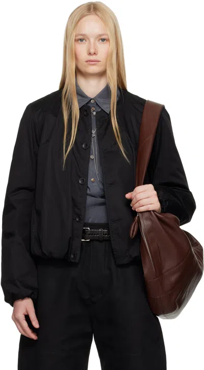 Lemaire Black Wadded Bomber Jacket In Bk999 Black