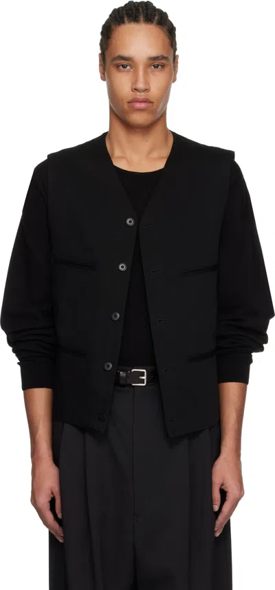 Lemaire Black Cotton Drill Waistcoat In Bk999 Black