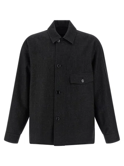 LEMAIRE BLACK WOOL OVERSHIRT