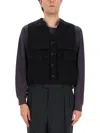 Lemaire Black Wool Vest In Black