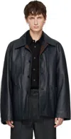 Lemaire Buttoned Leather Jacket In Black