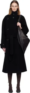 Lemaire High-neck Wool Coat In Black
