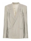Lemaire Double-breasted Crinkled Blazer In Grey