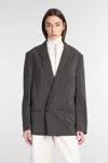 Lemaire Denim Double Breast Workwear Jacket In Brown