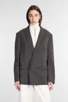 Lemaire Denim Double Breast Workwear Jacket In Brown