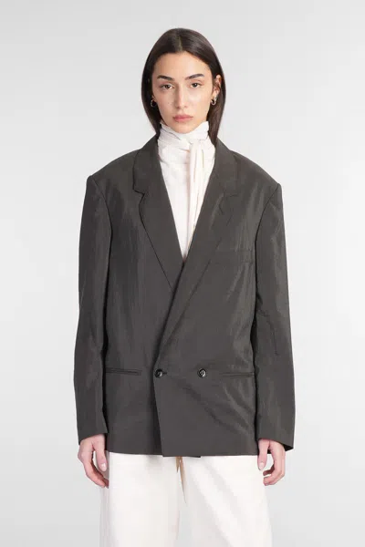 Lemaire Denim Double Breast Workwear Jacket In Brown