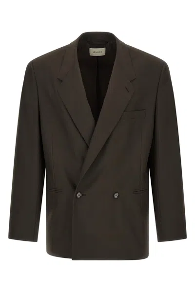 Lemaire Blazer Doppiopetto Lana Tropical In Marrone