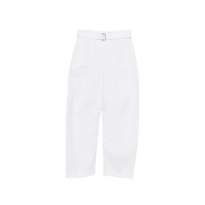 Lemaire Bleached Denim Belt Trousers In White