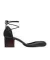 Lemaire Micro Ballerina Leather-trimmed Ruched Velvet Pumps In Black