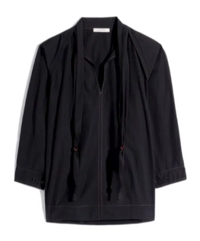 Lemaire Scarf Cotton Blouse In Black
